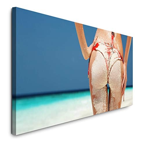 Paul Sinus Art GmbH Frauenpo bedeckt mit Sand 120x 50cm Panorama Leinwand Bild XXL Format Wandbilder Wohnzimmer Wohnung Deko Kunstdrucke