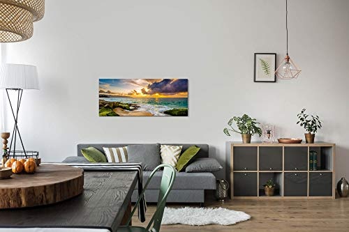 Paul Sinus Art GmbH Hawaii Küstenlandschaft 120x 50cm Panorama Leinwand Bild XXL Format Wandbilder Wohnzimmer Wohnung Deko Kunstdrucke