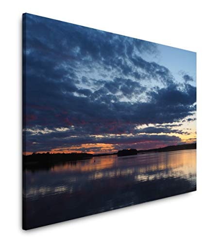 Paul Sinus Art Sonnenuntergang Meer 100 x 70 cm Inspirierende Fotokunst in Museums-Qualität für Ihr Zuhause als Wandbild auf Leinwand in