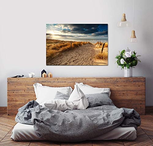 Paul Sinus Art Niederlande Strand 150 x 100 cm Inspirierende Fotokunst in Museums-Qualität für Ihr Zuhause als Wandbild auf Leinwand in XXL Format