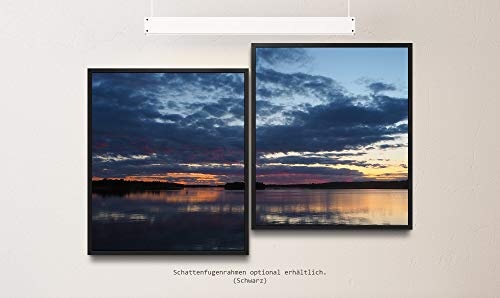 Paul Sinus Art Sonnenuntergang Meer 130 x 90 cm (2 Bilder ca. 75x65cm) Leinwandbilder fertig im Schattenfugenrahmen SCHWARZ Kunstdruck XXL modern