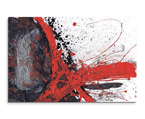 80x60cm Fotoleinwand Leinwanddruck Kunstdruck Wandbild rot schwarz grau weiß gemalt