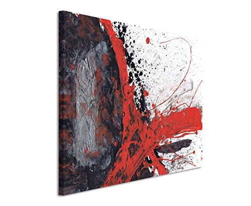 80x60cm Fotoleinwand Leinwanddruck Kunstdruck Wandbild rot schwarz grau weiß gemalt
