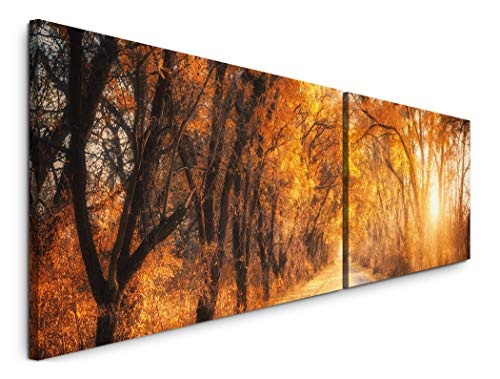 Paul Sinus Art Bäume um einen Schleichweg 180x50cm - 2 Wandbilder je 50x90cm - Kunstdrucke - Wandbild - Leinwandbilder fertig auf Rahmen