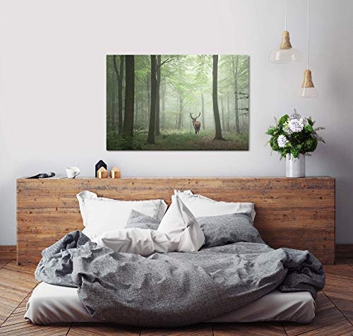 Paul Sinus Art Rehbock in Einem Wald 60 x 90 cm Inspirierende Fotokunst in Museums-Qualität für Ihr Zuhause als Wandbild auf Leinwand in