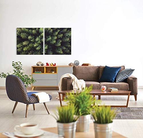 Paul Sinus Art GmbH Bäume und Wälder 120x60cm - 2 Wandbilder je 60x60cm Kunstdruck modern Wandbilder XXL Wanddekoration Design Wand Bild