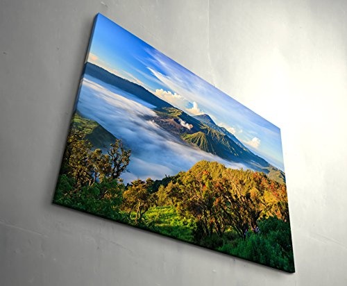 Paul Sinus Art Leinwandbilder | Bilder Leinwand 120x80cm Vulkan Bromo Bei Sonnenaufgang - Indonesien