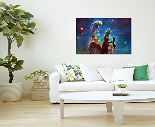 Paul Sinus Art Kunstfoto auf Leinwand 60x40cm Künstlerische Fotografie - Leuchtende Galaxie auf Leinwand Exklusives Wandbild Moderne Fotografie für Ihre Wand in Vielen Größen