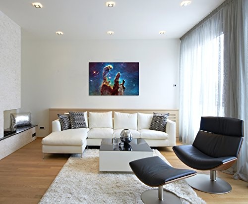 Paul Sinus Art Kunstfoto auf Leinwand 60x40cm Künstlerische Fotografie - Leuchtende Galaxie auf Leinwand Exklusives Wandbild Moderne Fotografie für Ihre Wand in Vielen Größen