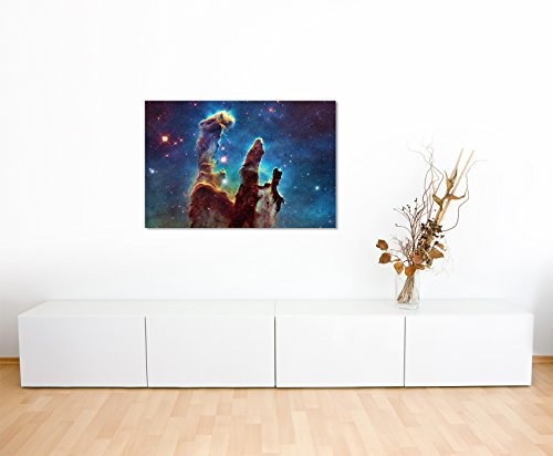 Paul Sinus Art Kunstfoto auf Leinwand 60x40cm Künstlerische Fotografie - Leuchtende Galaxie auf Leinwand Exklusives Wandbild Moderne Fotografie für Ihre Wand in Vielen Größen