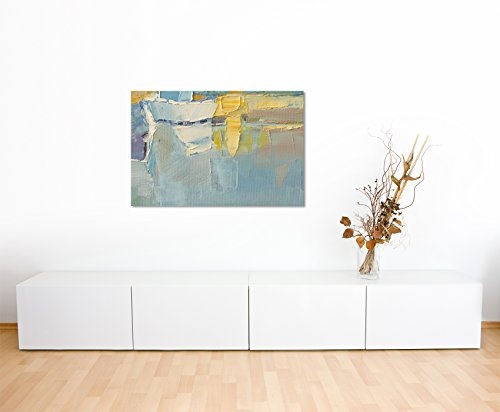 Paul Sinus Art Kunstfoto auf Leinwand 60x40cm Abstraktes Pastellgemälde auf Leinwand Exklusives Wandbild Moderne Fotografie für Ihre Wand in Vielen Größen