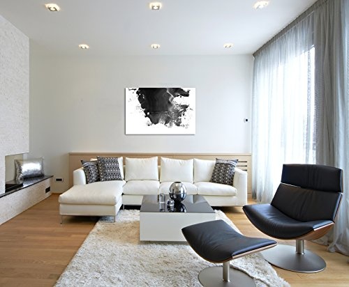 Fotoleinwand 90x60cm Abstraktes Gemälde - Schwarz auf Leinwand exklusives Wandbild moderne Fotografie für ihre Wand in vielen Größen