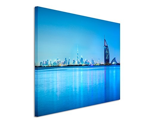 Paul Sinus Art Kunstfoto auf Leinwand 60x40cm Architekturfotografie - Dubai Skyline im Morgengrauen, UAE auf Leinwand Exklusives Wandbild Moderne Fotografie für Ihre Wand in Vielen Größen