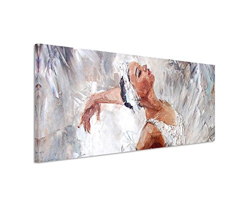 Paul Sinus Art Panoramabild 150x50cm Ölgemälde - Ballerina auf Leinwand Exklusives Wandbild Moderne Fotografie für Ihre Wand in Vielen Größen