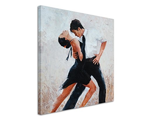 Paul Sinus Art Quadratische Fotoleinwand 90x90cm Digitales Gemälde - Tangotänzer mit Weißem Hintergrund auf Leinwand Exklusives Wandbild Moderne Fotografie für Ihre Wand in Vielen Größen