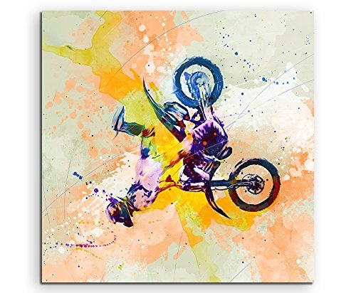Motorrad Xgames I 60x60cm Wandbild SPORTBILD Aquarell Art Tolle Farben von Paul Sinus