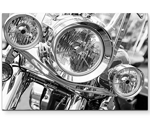 Paul Sinus Art Leinwandbilder | Bilder Leinwand 120x80cm Motorrad Scheinwerfer Nahaufnahme