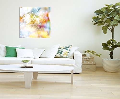 80x80cm - WANDBILD Blumen Farbfilter - Leinwandbild auf Keilrahmen modern stilvoll - Bilder und Dekoration