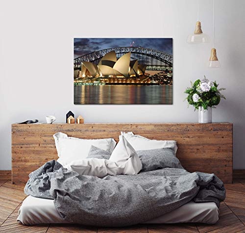 Paul Sinus Art Oper in Sydney bei Nacht 100 x 70 cm Inspirierende Fotokunst in Museums-Qualität für Ihr Zuhause als Wandbild auf Leinwand in