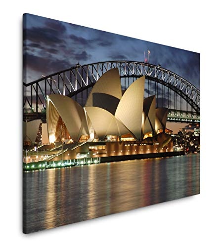 Paul Sinus Art Oper in Sydney bei Nacht 100 x 70 cm Inspirierende Fotokunst in Museums-Qualität für Ihr Zuhause als Wandbild auf Leinwand in