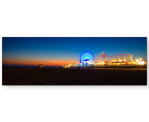 Paul Sinus Art Leinwandbilder | Bilder Leinwand 120x40cm Santa Monica Pier Nacht