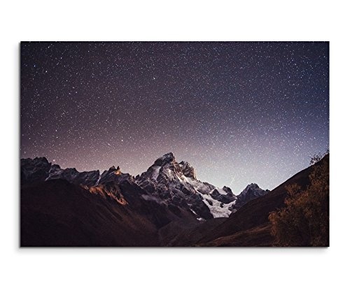 Paul Sinus Art Kunstfoto auf Leinwand 60x40cm Landschaftsfotografie - Fantastischer Sternenhimmel auf Leinwand Exklusives Wandbild Moderne Fotografie für Ihre Wand in Vielen Größen