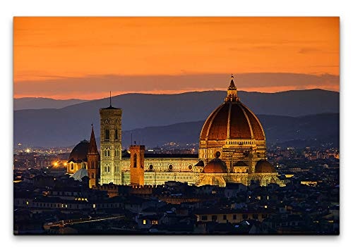 Paul Sinus Art Kathedrale von Florenz bei Nacht 40 x 60 cm Inspirierende Fotokunst in Museums-Qualität für Ihr Zuhause als Wandbild auf Leinwand in