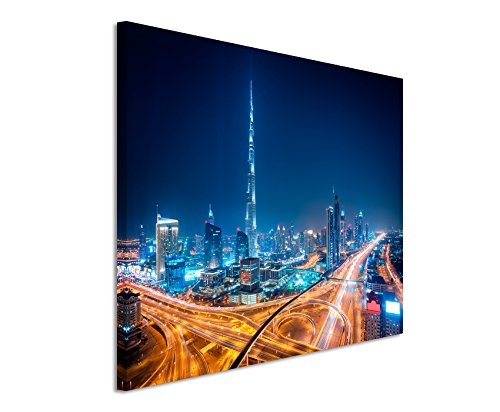 Paul Sinus Art Kunstfoto auf Leinwand 60x40cm Urbane Fotografie - Downtown Skyline, Dubai, UAE auf Leinwand Exklusives Wandbild Moderne Fotografie für Ihre Wand in Vielen Größen