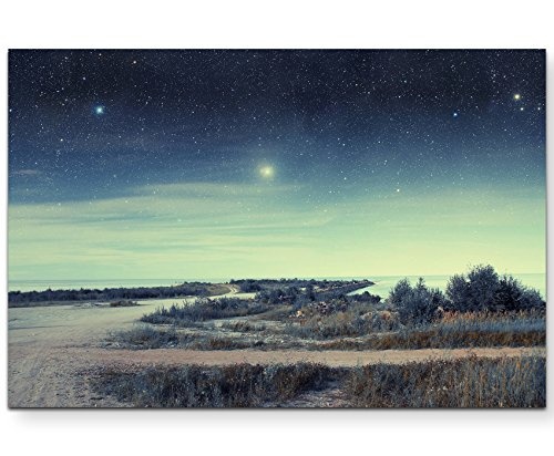Paul Sinus Art Leinwandbilder | Bilder Leinwand 120x80cm Nacht am Meer