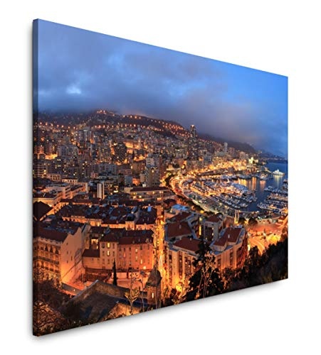 Paul Sinus Art Monte Carlo bei Nacht 100 x 70 cm Inspirierende Fotokunst in Museums-Qualität für Ihr Zuhause als Wandbild auf Leinwand in