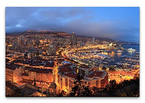 Paul Sinus Art Monte Carlo bei Nacht 100 x 70 cm Inspirierende Fotokunst in Museums-Qualität für Ihr Zuhause als Wandbild auf Leinwand in