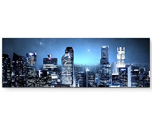 Paul Sinus Art Leinwandbilder | Bilder Leinwand 120x40cm Skyline Bei Nacht