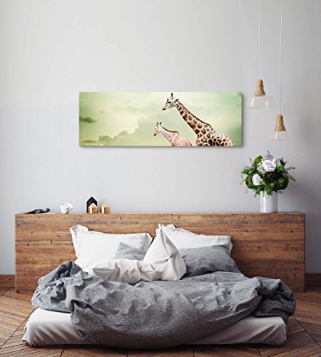 Paul Sinus Art Leinwandbilder | Bilder Leinwand 120x40cm Drei relaxende Giraffen