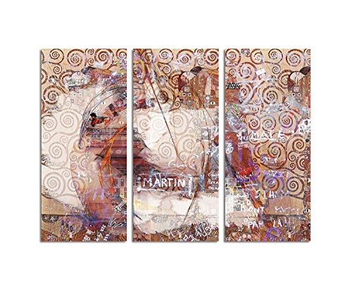 Paul Sinus Art Markanter Kunstdruck Abstrakt477_3x90x40cm Leinwandbild Unruhe Bewegung Schnelligkeit XXL fertig auf Keilrahmen dreiteiliges Wandbild Tryptichon