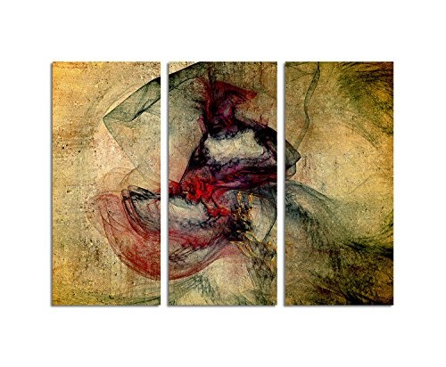 Abstrakt450_3x90x40cm abstraktes Leinwandbild zeitlos Kunstdruck XXL fertig auf Keilrahmen dreiteiliges Wandbild Tryptichon