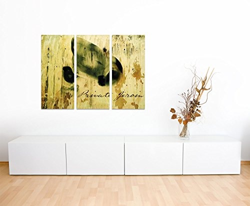 My private Sphere - Kunstdruck Abstrakt448_3x90x40cm Leinwandbild oker gelbbraun grün schwarz XXL fertig auf Keilrahmen dreiteiliges Wandbild Tryptichon