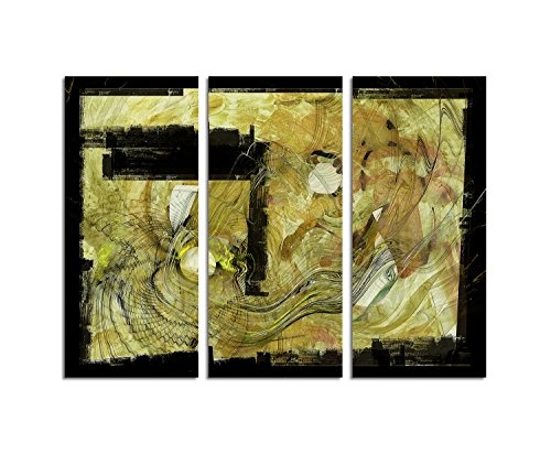 Opulenter Kunstdruck Abstrakt442_3x90x40cm Leinwandbild - Die Schattenseiten - XXL fertig auf Keilrahmen dreiteiliges Wandbild Tryptichon