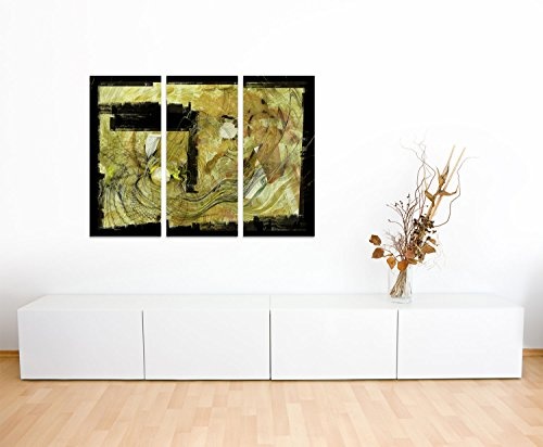 Opulenter Kunstdruck Abstrakt442_3x90x40cm Leinwandbild - Die Schattenseiten - XXL fertig auf Keilrahmen dreiteiliges Wandbild Tryptichon
