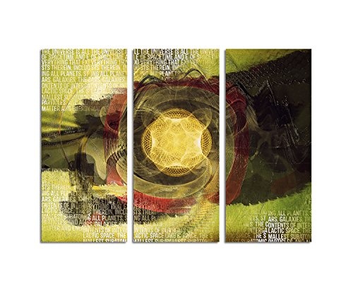 Sonnenreigen - Kunstdruck Abstrakt494_3x90x40cm Leinwandbild abstrakte Kunst XXL fertig auf Keilrahmen dreiteiliges Wandbild Tryptichon