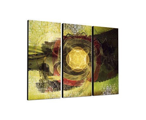 Sonnenreigen - Kunstdruck Abstrakt494_3x90x40cm Leinwandbild abstrakte Kunst XXL fertig auf Keilrahmen dreiteiliges Wandbild Tryptichon