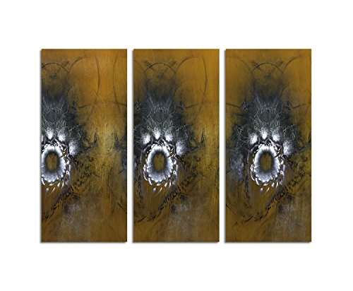 Kunstdruck Abstrakt425_3x90x40cm Leinwandbild Spiegelung Koexistenz XXL fertig auf Keilrahmen dreiteiliges Wandbild Tryptichon