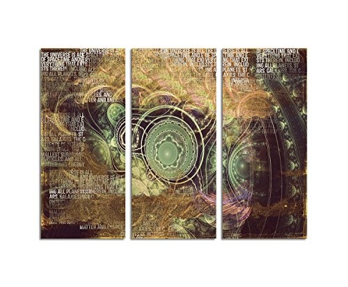 Tagträume - Abstrakt482_3x90x40cm Leinwandbild abstrakter Kunstdruck warme Farben XXL fertig auf Keilrahmen dreiteiliges Wandbild Tryptichon