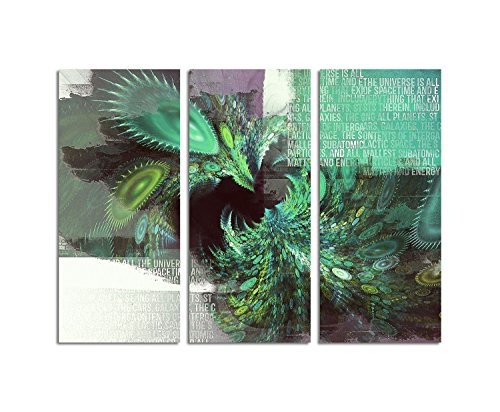 Kunstdruck mintgrün Abstrakt478_3x90x40cm Leinwandbild Traumwelten XXL fertig auf Keilrahmen dreiteiliges Wandbild Tryptichon