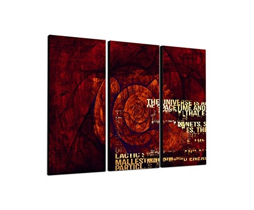 Expression Kunstdruck Abstrakt421_3x90x40cm Leinwandbild XXL rot braun feurig fertig auf Keilrahmen dreiteiliges Wandbild Tryptichon