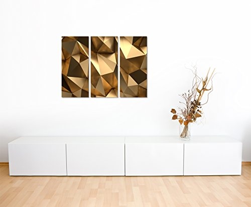 3 teiliges Leinwand-Bild 3x90x40cm (Gesamt 130x90cm) VIP goldener Hintergrund auf Leinwand exklusives Wandbild moderne Fotografie für ihre Wand in vielen Größen