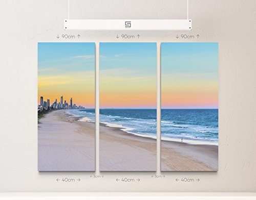 Sonnenuntergang Miami Beach - 3 teiliges Wandbild Gesamtgröße 130x90cm