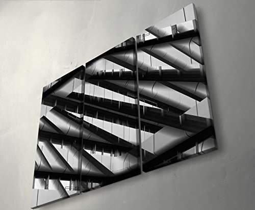 Abstraktes Bild eines Gebäudes mit Balkonen - 3 teiliges Wandbild Gesamtgröße 130x90cm