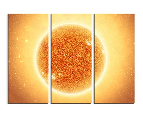 3 teiliges Leinwand-Bild 3x90x40cm (Gesamt 130x90cm) Sonne mit Schärfentiefe auf Leinwand exklusives Wandbild moderne Fotografie für ihre Wand in vielen Größen