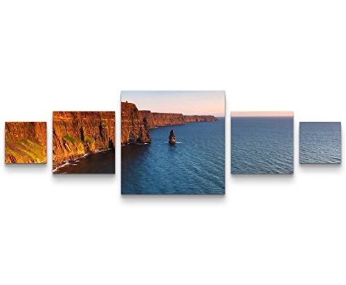 Paul Sinus Art Cliffs of Moher - SonnenuntergangsstimmungLeinwandbild 5 teilig (160x50cm)