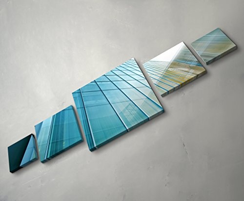 Paul Sinus Art Weitwinkelaufnahme - HochhausfrontLeinwandbild 5 teilig (160x50cm)